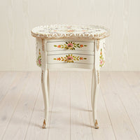 Cream Kidney Table – Pink & Orange Floral Design