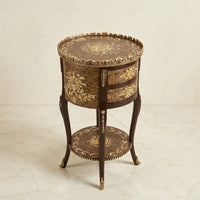 Antique Gold Round Table – Floral Bouquet Design