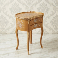 Light Oak Kidney Table – Cream Floral Medallion Design
