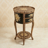 Antique Gold Round Table – Floral Bouquet Design