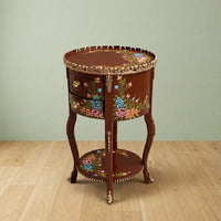 Mahogany Round Table – Multicolor Floral Design