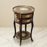 Antique Gold Round Table – Floral Bouquet Design