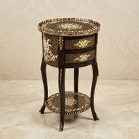 Antique Gold Round Table – Floral Bouquet Design