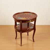 Mahogany Oval Table – Multicolor Floral Design