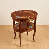 Mahogany Oval Table – Multicolor Floral Design